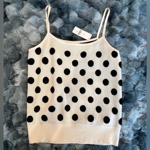 polka dot, spaghetti strap, knit, tank top.